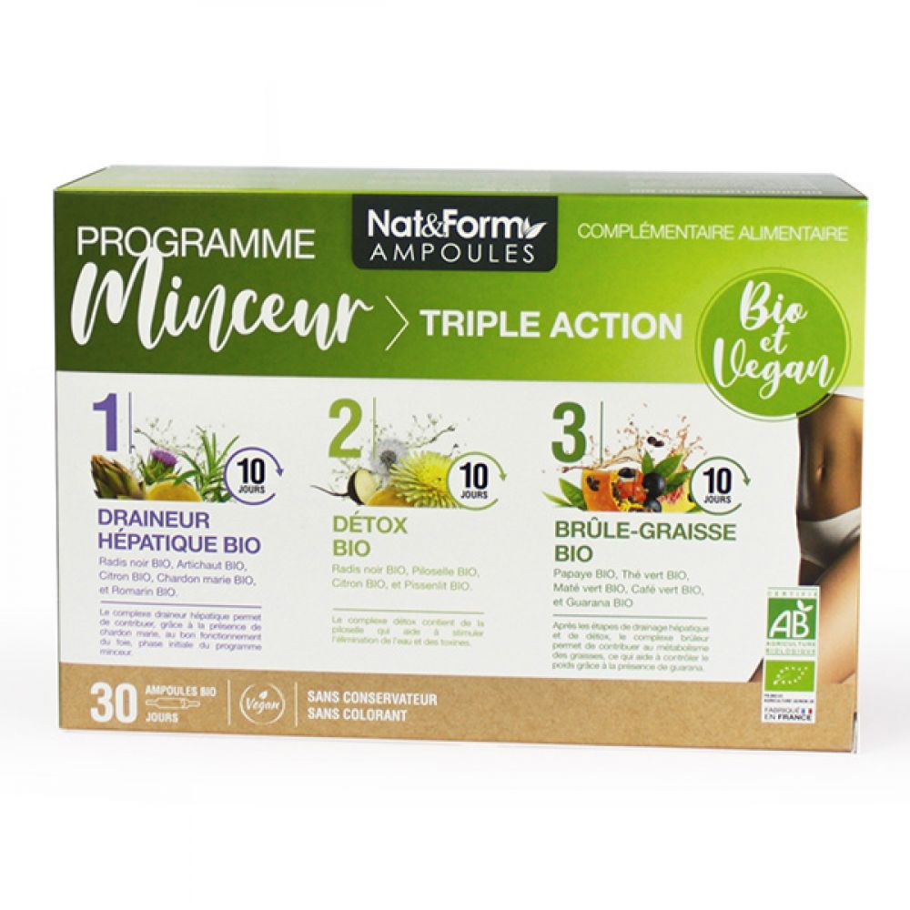 Nat & Form Programme minceur triple action 30 ampoules bio