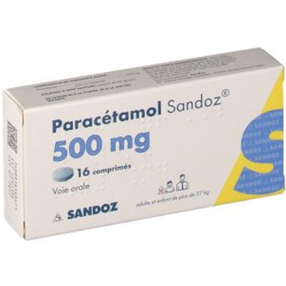 Sandoz Paracétamol GNR 500 g 16 comprimés Sandoz Paracétamol GNR 500 g 16 comprimés