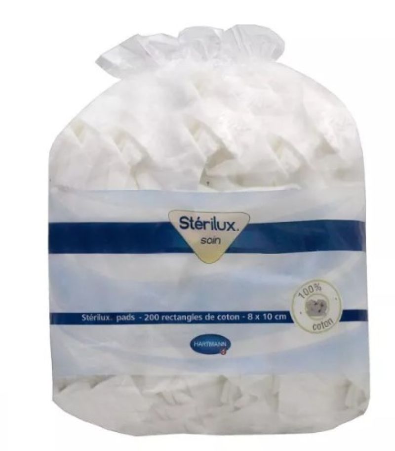 9€90 le lot de 3 paquets de coton Sterilux.