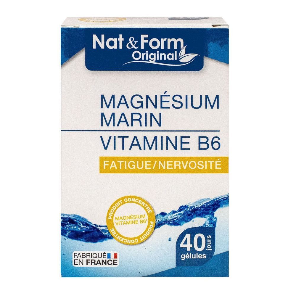 Complément Magnésium Marin + Vitamine B6 Nutrimea - Antifatigue, 120 Gélules, Fabriqué En France