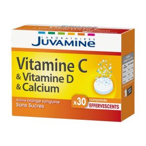 Juvamine - Vitamine C & Vitamine D & Calcium - 30 comprimés effervescents