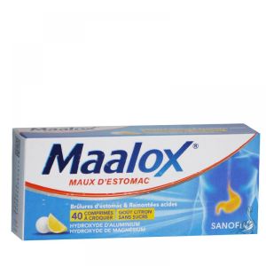 Maalox - Maux d'estomac goût citron - 40 comprimés