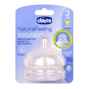Chicco - Tétine NaturalFeeling 3 mois et plus flux variable - 2 tétines