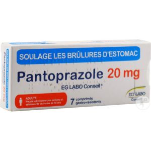 EG Labo - Pantoprazole 20 mg - 7 comprimés gastro-résistants