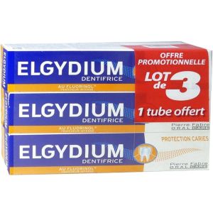 Elgydium - Dentifrice protection caries - Lot de 3 dont 1 tube offert