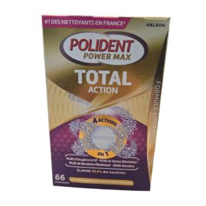 GSK - Polident nettoyant quotidien total action 4en1 - 66 comprimés