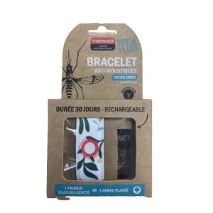 Manouka - Bracelet anti-moustiques toutes zones pivoine + recharge de 6ml