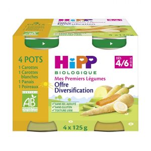 HiPP - Mes premiers légumes offres diversification N°2 - 4 x 125 g - 4/6 mois