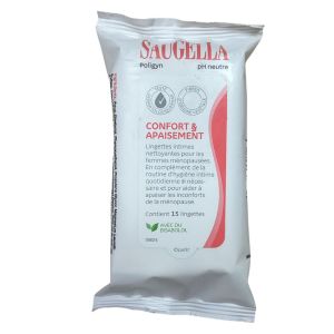 Saugella - Poligyn Lingettes Nettoyantes Intimes - 15 Lingettes