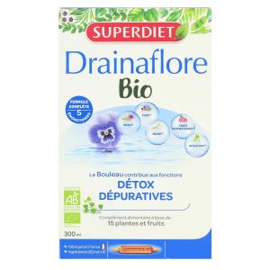 Superdiet - Drainaflore Bio - 20 ampoules de 15ml
