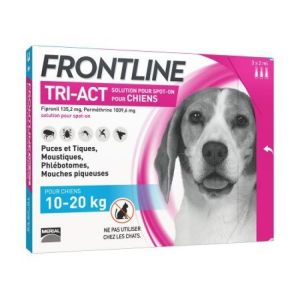 Frontline Tri-Act - Spot on chiens 10-20 kg - 3 pipettes