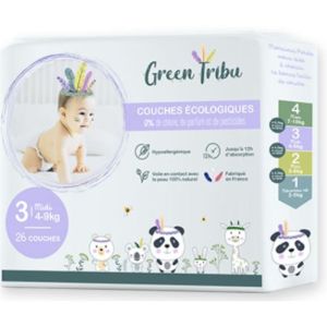 Green Tribu - Couches Bébé Mini T3 - 26 couches