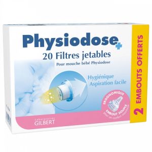 Physiodose - 20 filtres jetables + 2 embouts pour mouche bébé physiodose