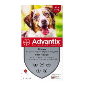 Bayer - Advantix chien moyen de 10 à 25 kg - 4 pipettes