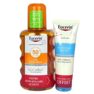 Eucerin - Oil control Sun spray + Sensitive relief gel-crème offert - 200+50ml