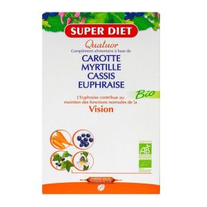 Superdiet - Quatuor Carotte Myrtille Cassis Euphraise - 20 ampoules 15 ml
