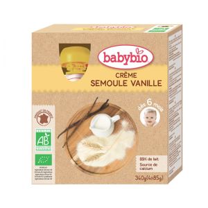 Babybio - Crème Semoule Vanille - dès 6 mois - 4x85g