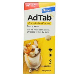 Elanco - ADTAB Antiparasitaire Interne Chien de +5.5 à 11kg - 3 Comprimés à Croquer