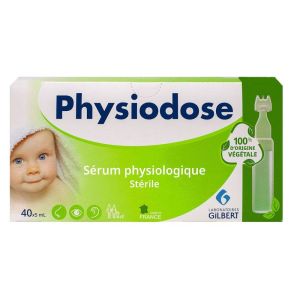 Physiodose - Sérum physiologique - 40 unidoses de 5 ml - Physiodose - Sérum physiologique - 100% d'origine végétale - 40x5ml