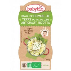 Babybio - Régal de pomme de terre du Val de Loire, Artichaut, Ricotte - dès 12 mois - 2x200g