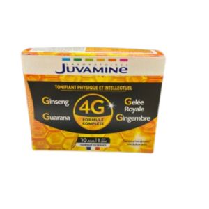 Juvamine - 4G Ginseng Gelée Royale Guarana Gingembre - 10 Ampoules