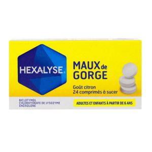 Hexalyse - Maux de gorge goût citron - 24 comprimés