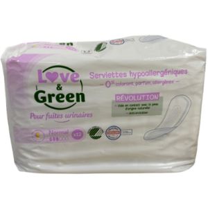 Love & Green - Serviettes Hypoallergéniques Fuites Urinaires Normal - x12