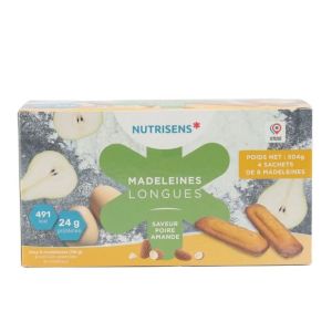 Nutrisens - madeleines longues HP HC saveur poire amande - 4 sachets de 6 madeleines