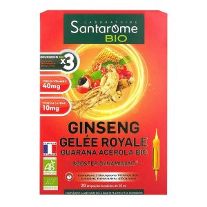 Santarome bio - Bio Ginseng Gelée Royale Guarana Acérola Bio 20 Ampoules