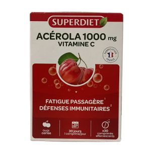 Superdiet - Acerola 1000 Vitamine C  Fatigue et immunité - 30 comprimés