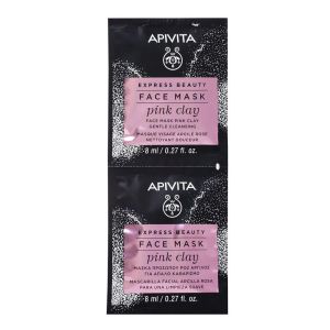 Apivita - Masque visage - Argile Rose - nettoyant doux - 2X8Ml