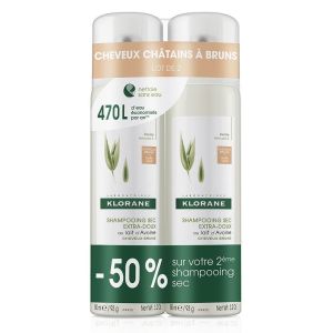Klorane - Shampoing sec au lait d'Avoine teinté - 2x150ml