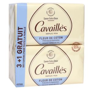 Rogé Cavaillès - Pain savon fleur de coton 3+1 gratuits - 4x250g