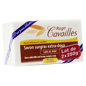 Rogé Cavaillès - Savon surgras extra-doux lait et miel - 2 x 250g