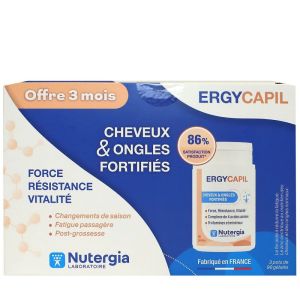 Nutergia - Ergycapil Cheveux & Ongles Fortifiés - 3 pots de 90 gélules