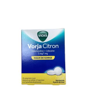 Vicks - Vorja citron maux de gorge - 24 comprimés à sucer