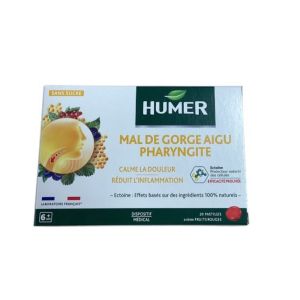 Urgo - Humer Mal de gorge aigu pharyngite - 20 pastilles fruits rouges