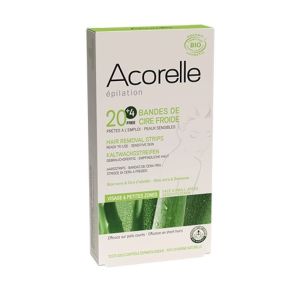 Acorelle - Bandes de cire froides visage et petites zones - 20 bandes + 4 offertes