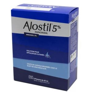 Alostil 5% - Minoxidil 5% - 3 flacons de 60mL