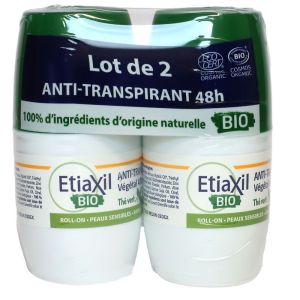 Etiaxil - Anti-transpirant végétal 48h Bio thé vert - lot de 2 x50ml