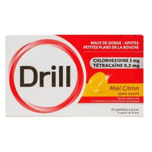 Drill - Miel citron sans sucre - 24 pastilles