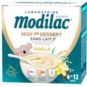 Modilac - Mon 1er dessert sans lait goût vanille - 10x18.6g
