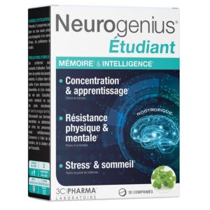 Neurogenius Etudiant - Mémoire & Intelligence - 30 comprimés