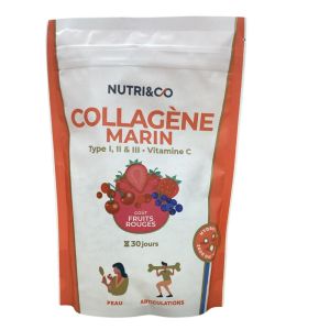 Nutri&Co - Collagène Marin Type I, II et III Vitamine C fruits rouges - 180 g