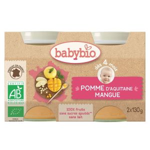 Babybio - Mangue, pomme d'Aquitaine - dès 4 mois - 2 x 130 g