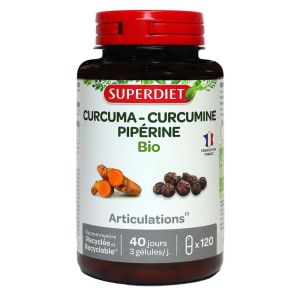 Superdiet - Curcuma curcumine piperine - 120 gélules