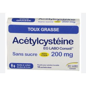 EG Labo - Acétylcystéine 200mg sans sucre arôme citron - 18 sachets-dose