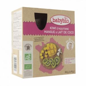 Babybio - Kiwi d'Aquitaine Mangue & Lait de coco dès 6 mois - 4x90g