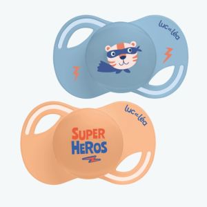 Luc et Léa - Duo de sucettes anatomiques extra-fines – Super-héros - +18 mois