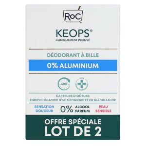 Roc - Keops déodorant à bille 0% aluminium - 2x30ml